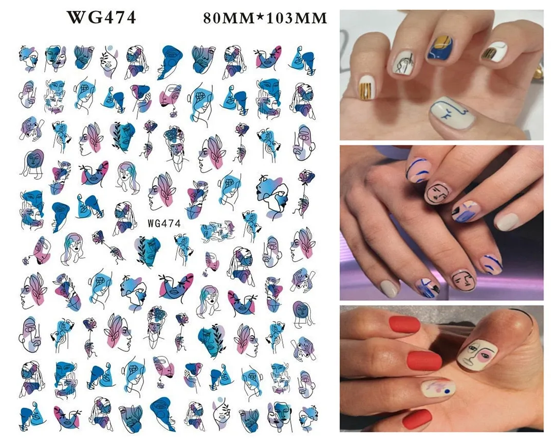 1pcs Leaf With Lines Nails Sticker Designer Fruit Nail Art 3D Decals Acrylic Designs Self Adhesive Manicure Slider Accesorioss-Nail Inspo