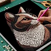 uk.everydayedeals DIY Pearl Painting With Frame - Handmade Self-Adhesive Pearls - Rich Cat(30*30cm)
