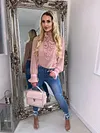 Women Ruffled Frill Flared Sleeve Blouse