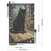 Chat noir-pleine peinture diamant rond-40 * 60cm-dp grande taille