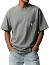 Men's Loose Round Neck Pocket T-shirt