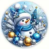 Blue Snowman Full 18CT 2 Strands DIY Stamped Cross Stitch Kits for Beginners Adults Home Wall Decor Cross Stitch Art and Crafts Kits 25x25cm