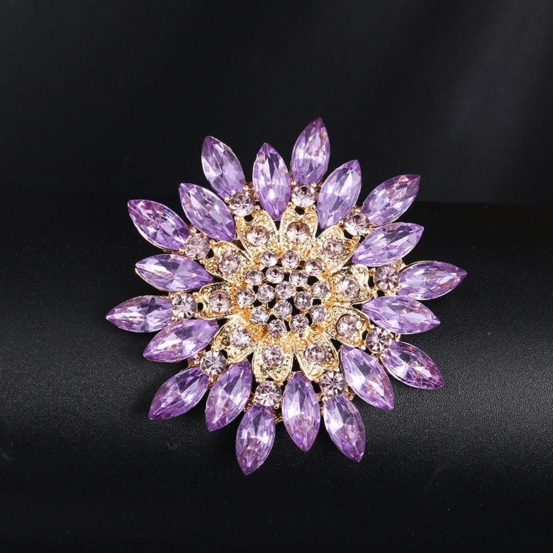 Korean Style Pin Flower Alloy Plating Rhinestones Women’S Brooches
