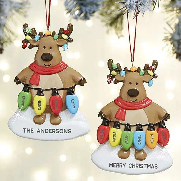 Christmas Lights Reindeer Personalized Ornament