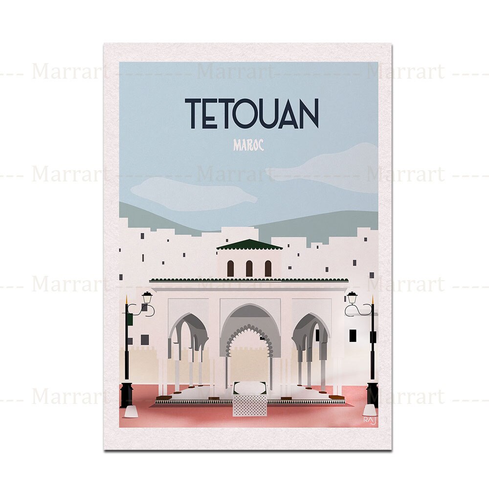 Tetouan Art Poster Wall Art Canvas Painting Print Istanbul Landmark Building Retro Style Travel Prints For Livingroom Home Decor