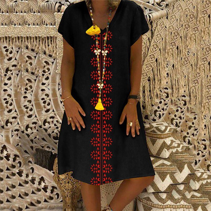yvlvol V-neck plus size 5XL casual women dress female vestidos short-sleeved printed sexy dress 2019