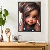 >SALE<5D DIY Full Round Drill Diamond Painting Curly Haired Big Eyed Girl Decor30x40cm