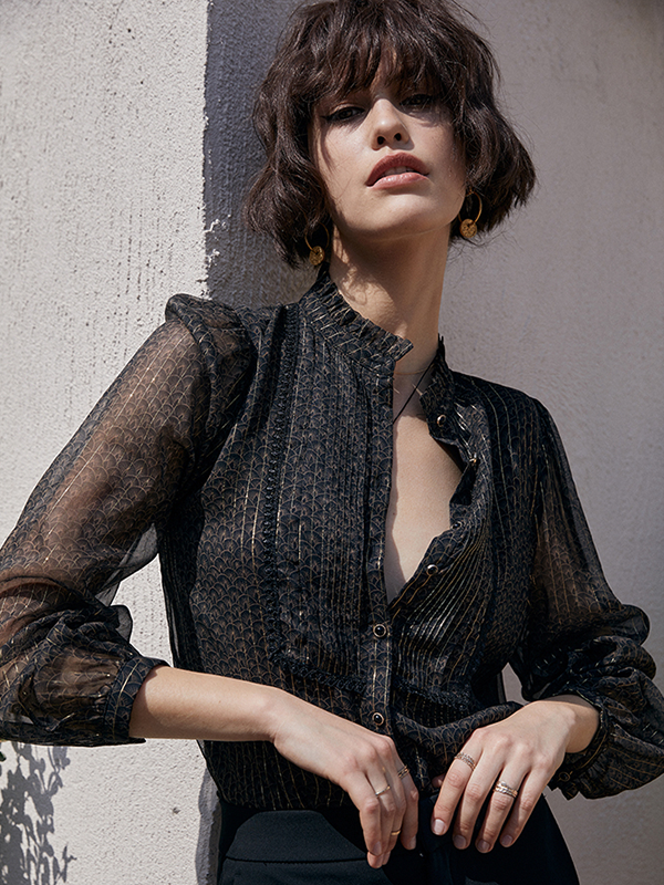 Gorgeous Golden Thread Silk Blouse-Real Silk Life