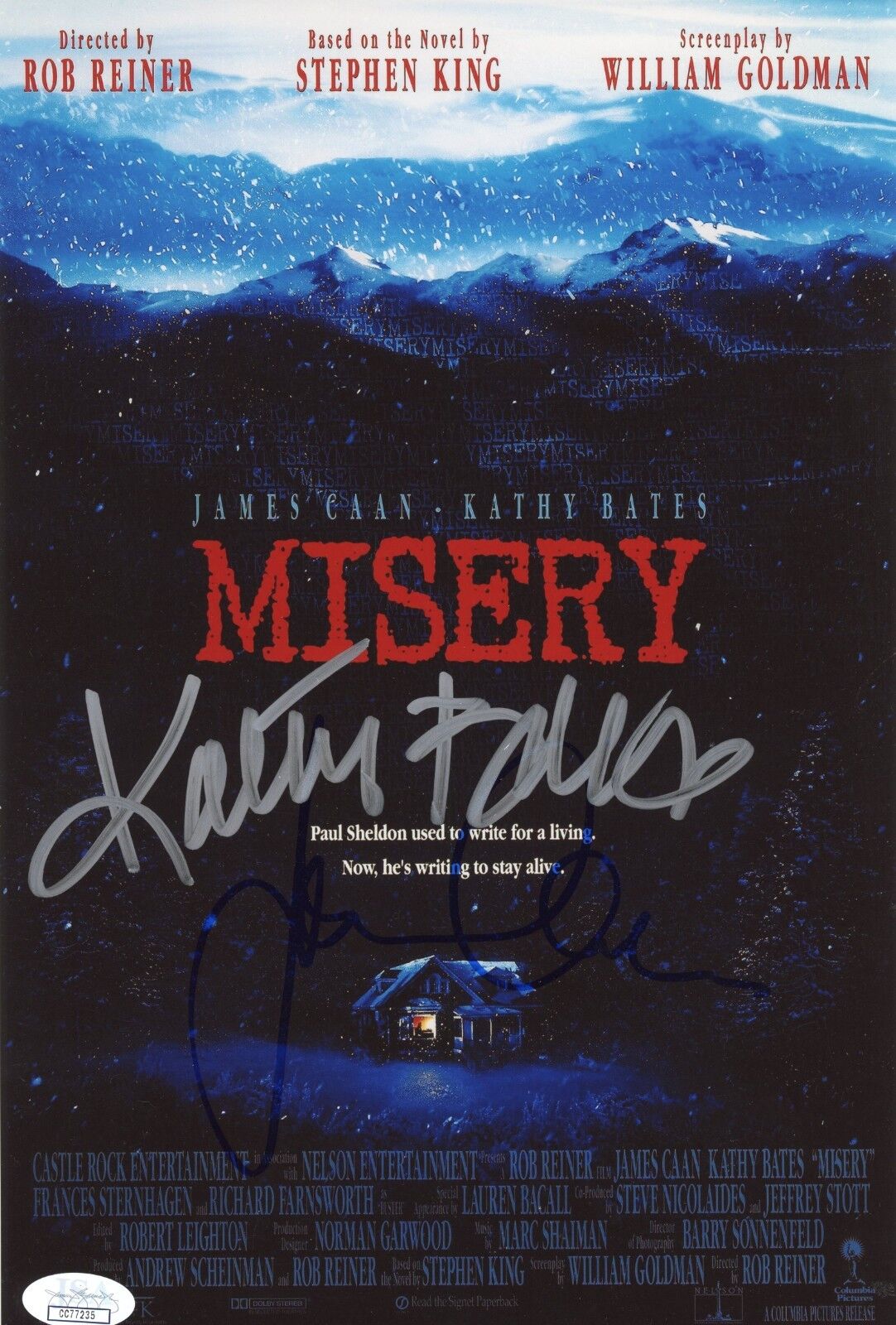 JAMES CAAN & KATHY BATES Authentic Hand-Signed MISERY