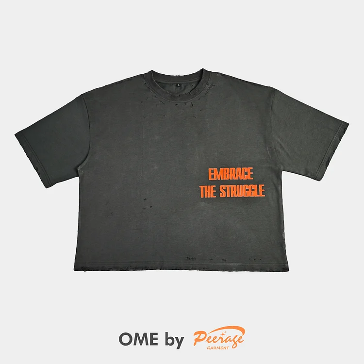 Custom Distressed Faded Print Boxy Crop T-Shirt