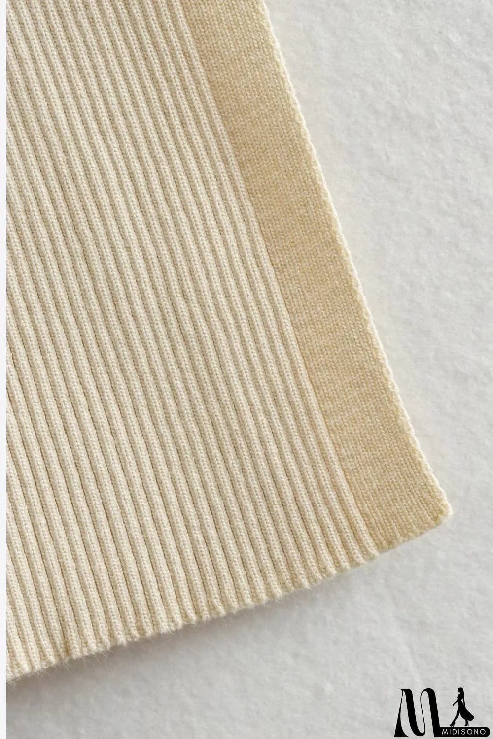 MidiSono - Ribbed V-Neck Cami and Skirt Set