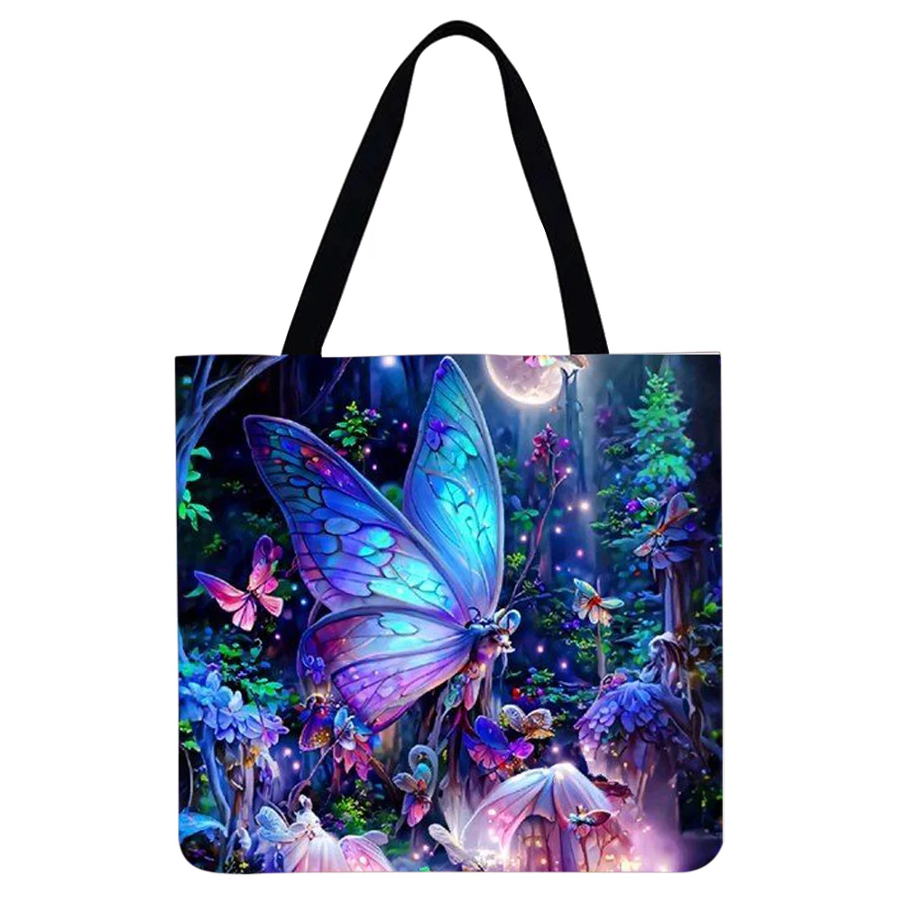 Linen Tote Bag - Beautiful Glowing Butterfly
