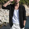 2023 Men's Retro Casual Cotton Linen Solid Color Shirt