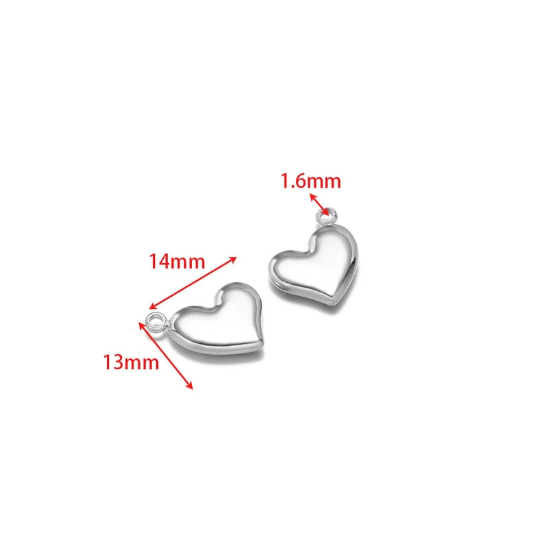 5 PCS/Package 14*17mm 304 Stainless Steel Heart Shape Pendant Jewelry Accessories