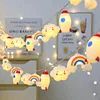1pc 1.5m 10-led Mixed Color Cloud, Rainbow, Rocket Shaped Battery Powered String Lights For Bedroom, Birthday, Outdoor, Tent Decoration