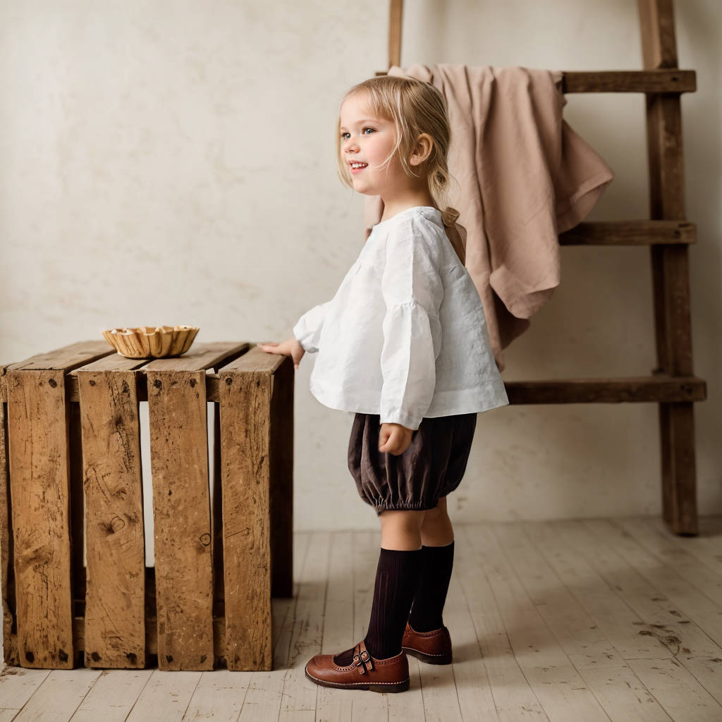Girls Round Neck Linen T-shirt REAL SILK LIFE