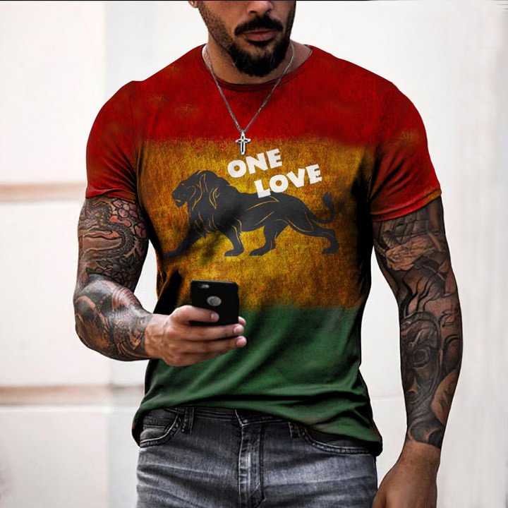 ONE LOVE Colorblock Men's Casual Short Sleeve T-Shirt