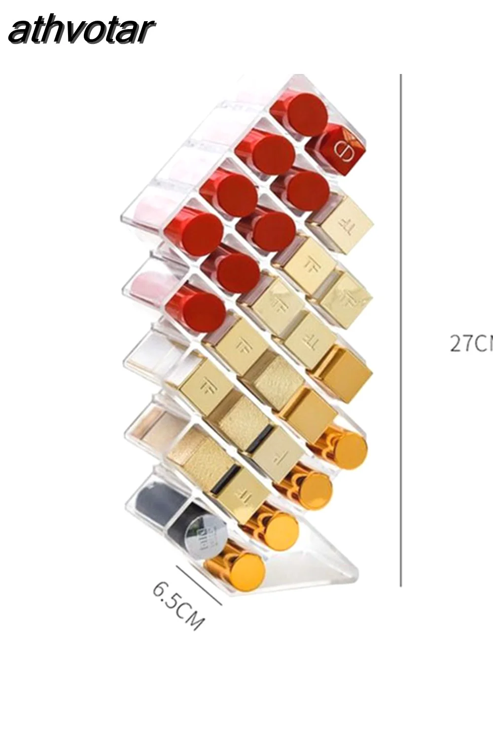 athvotar Degree Rotating Cosmetic Storage Box Make-up Organizer Lipstick Holder Transparent Crystal Display Stand Large Capacity