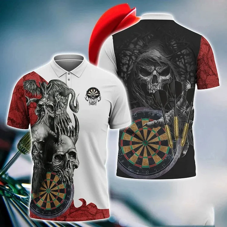 Traceeye Fashion Dart Turntable Graphic Men Polo T Shirt 3D Harajuku Custom Print Tops Casual Lapel Button Shirts Loose Short Sleeve