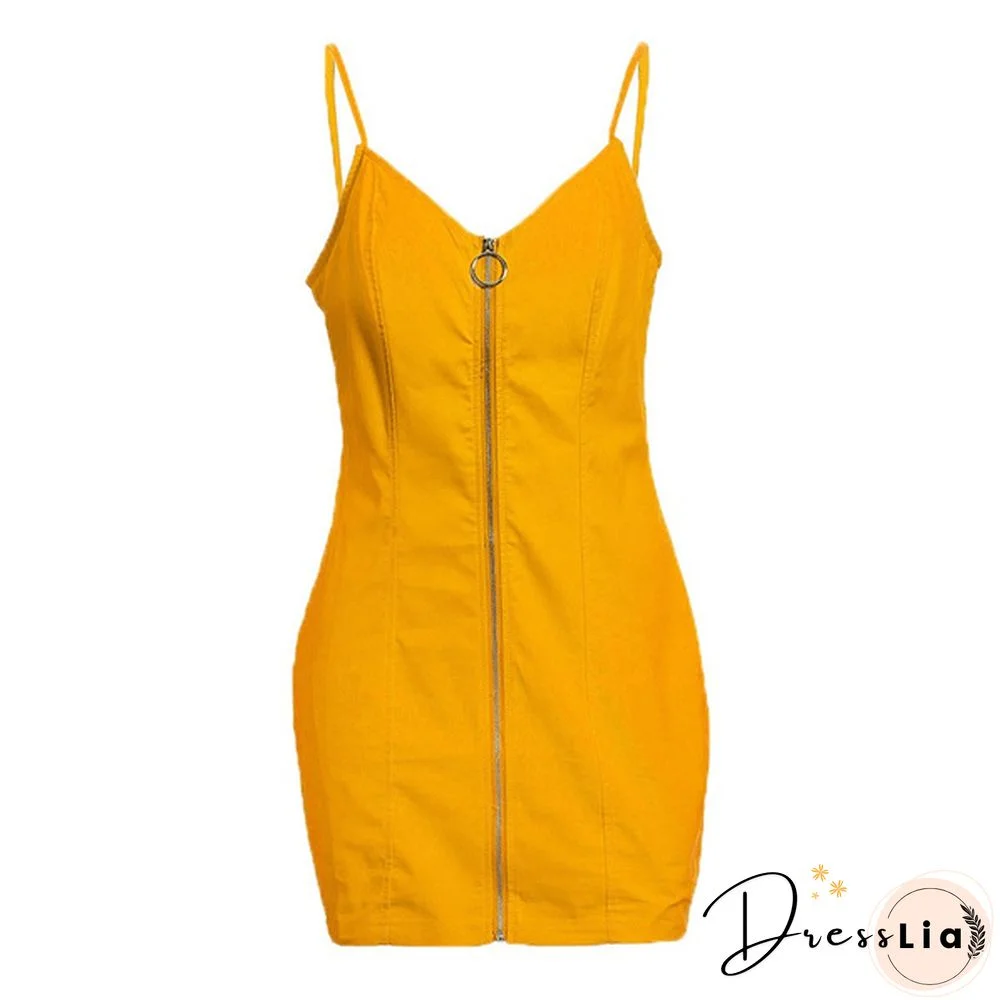 Sexy Dress Women Summer Casual Solid Mini Sleeveless Dresses Club Party V-neck Streetwear Dress