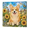 Sunflower Corgi 3D Bead Art Kit DIY Pearls Diamond Painting Animal Pattern Framed Canvas Home Wall
