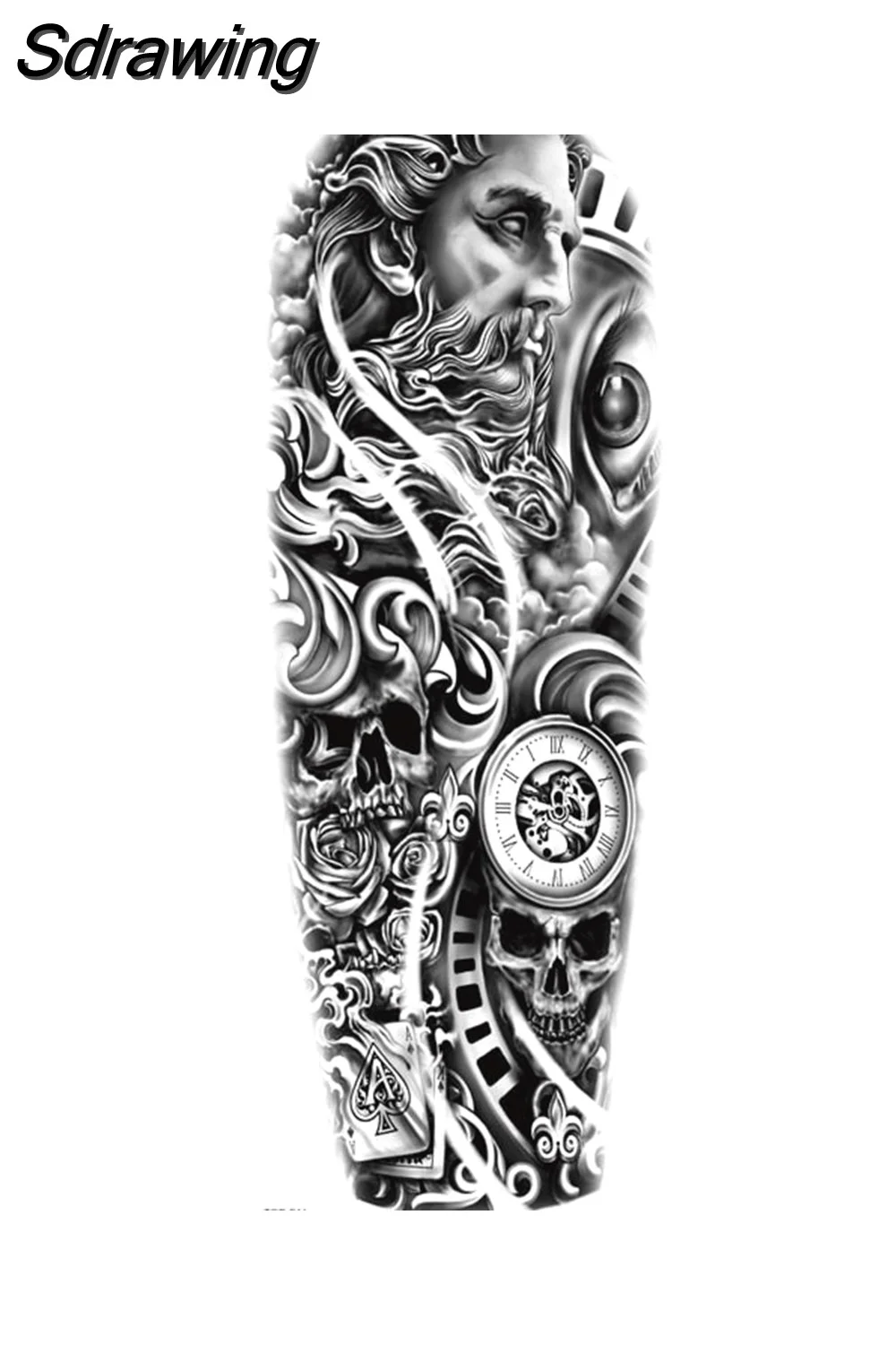 Sdrawing Tattoo Dragon For Men Waterproof Sleeves Angel Tiger Snake Animal Stickers Waterproof Temporary Tattoos Skeleton Hand 521-1