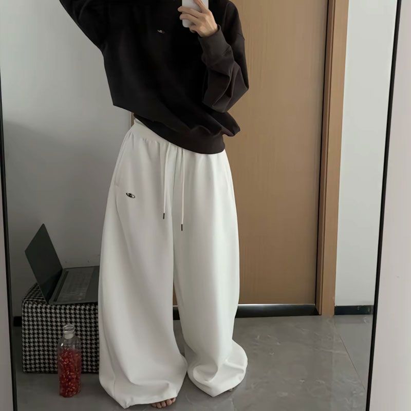 OLCooL Y2K Cotton Sweatpants Woman Black Oversize Streetwear Trousers Korean High Waist All Match Loose Casual Drawstring Jogger Pants olcool