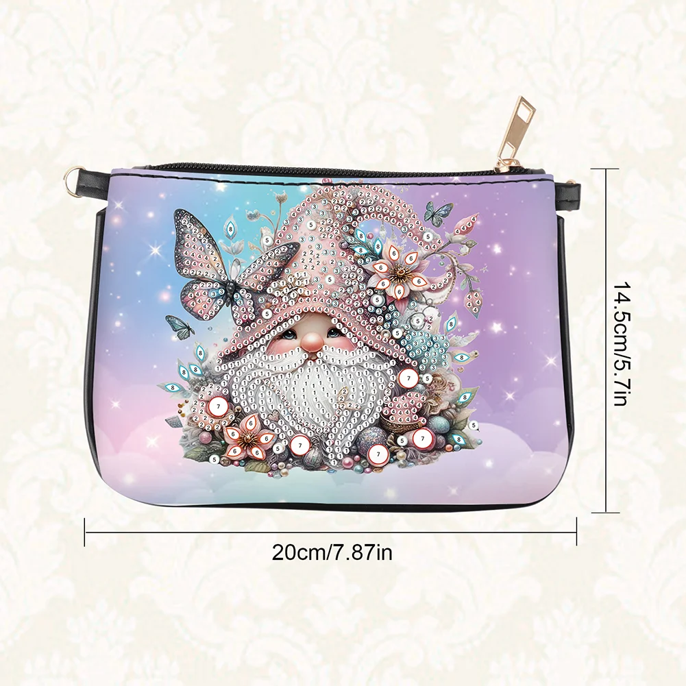 Butterfly Gnome Diamond Painting Coin Chain Purse 5D Diamond Handmade Chain Bag