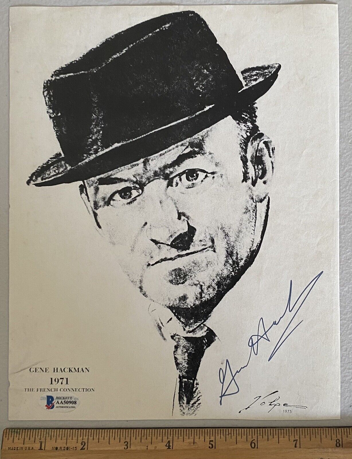 Gene Hackman French Connection Signed 8x10 Photo Poster paintinggraph Autographed Beckett COA