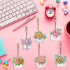 6Pcs DIY Diamond Painting Flower Keychain