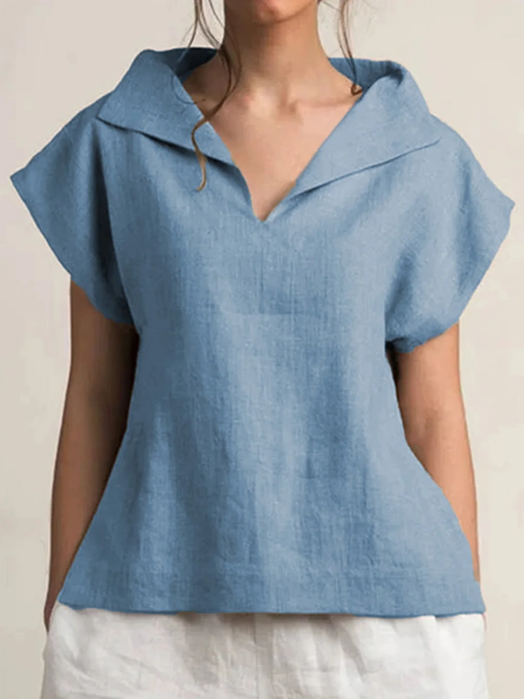 Short Sleeve Casual Shift Solid  Top