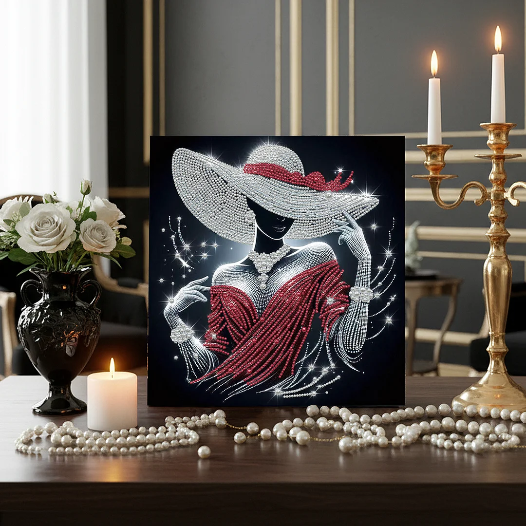 Elegant Lady - DIY Pearl Diamond Art Kit With Frame 30*30cm