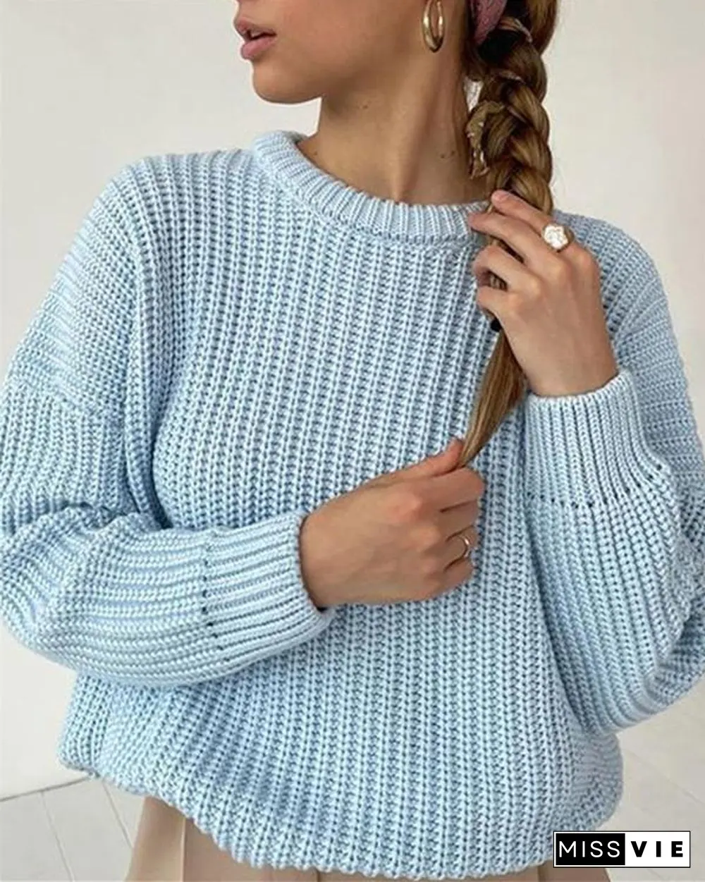 Loose Long-sleeved Round Neck Sweater