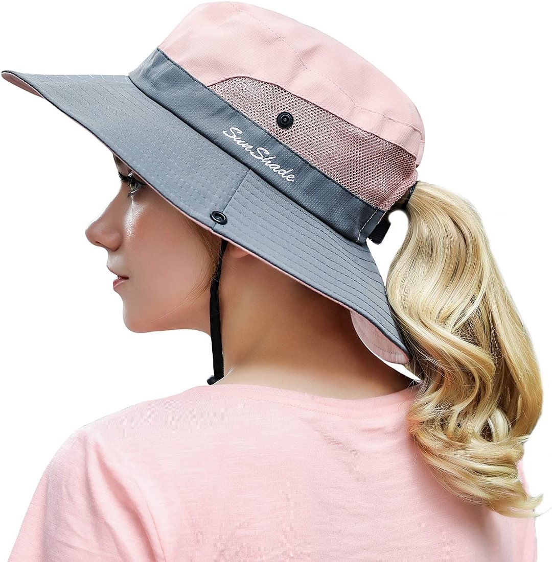Women Outdoor Summer Sun Hat UV Protection Wide Brim Foldable Safari Fishing Cap