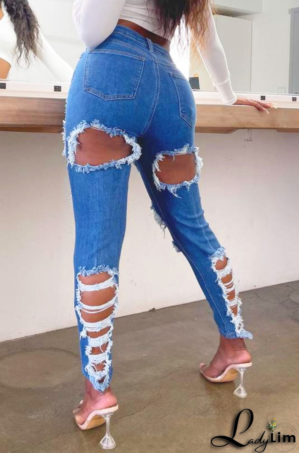 Summer Stylish Blue Ripped Jeans