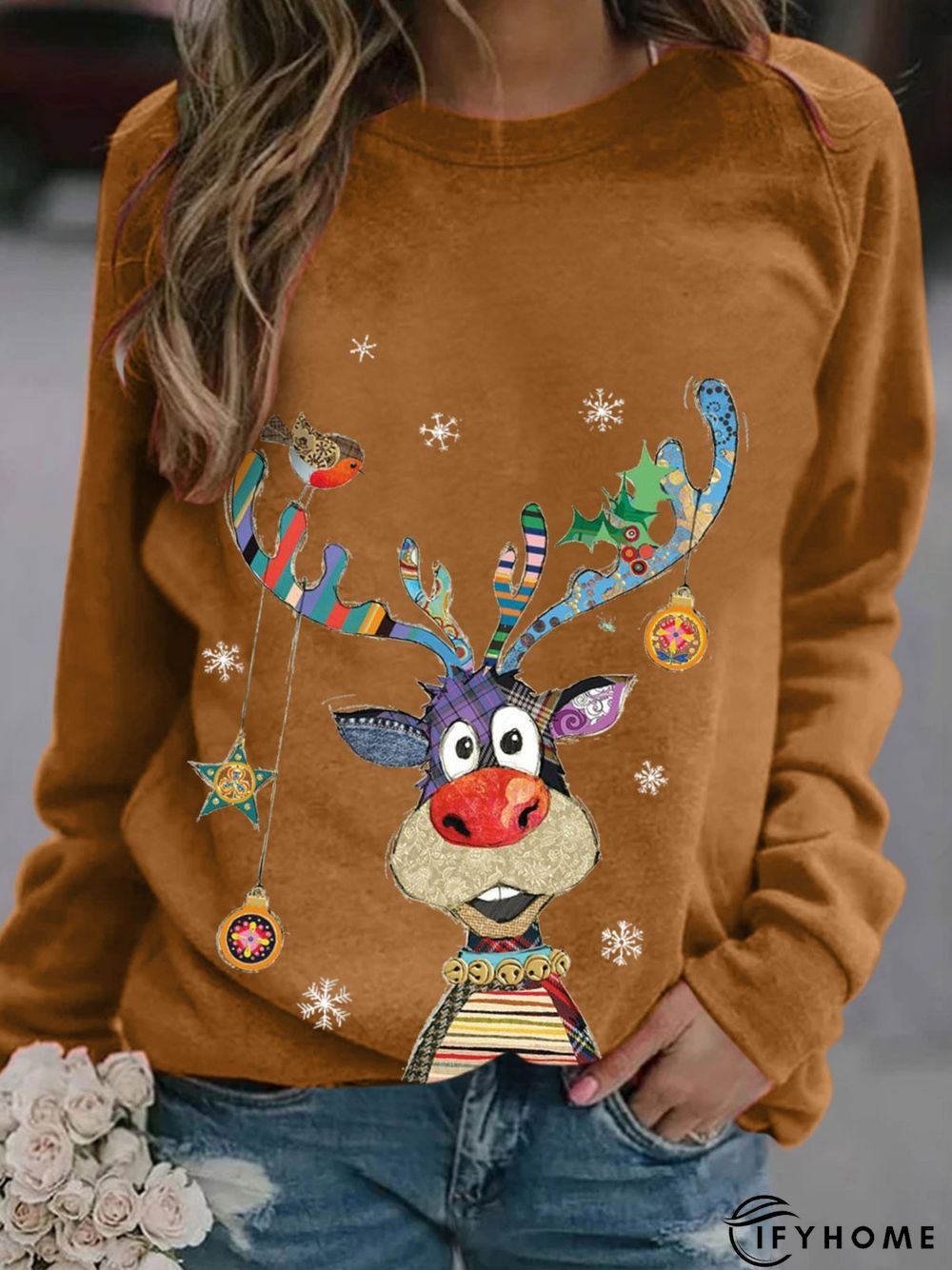 New Women Fashion Vintage Holiday Shift Casual Sweatshirt | IFYHOME