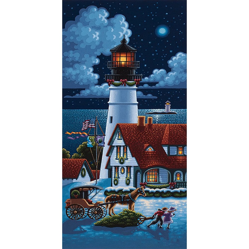 Seaside Lighthouse - Full Round - Diamond Painting(40*80cm)