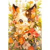 (40*60cm)Cat with Flower - Full Round Drill Diamond Painting