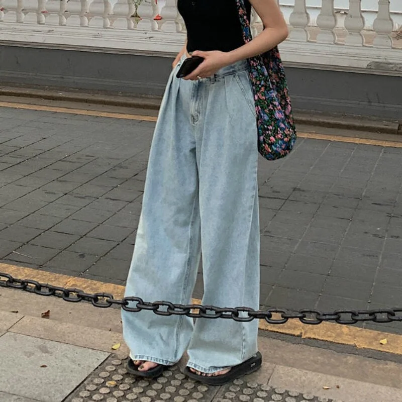 Jeans Women Mopping Loose Plus Size 2XL Oversize High Waist Retro Ladies Leisure Streetwear Trousers All-match Chic Fit Ulzzang