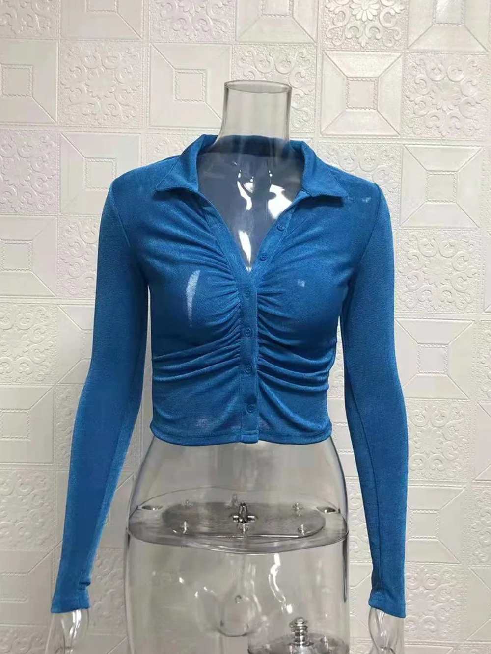 Nigikala Nigikala Summer New Fashion Sexy Hottie Flip-Flops Over-Necked Long-Sleeved Shirt Top Woman