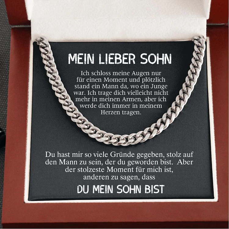 Kettenmachen Halskette-Mein Lieber Sohn von Mama/Papa- Geschenk mit Nachrichtenkarte