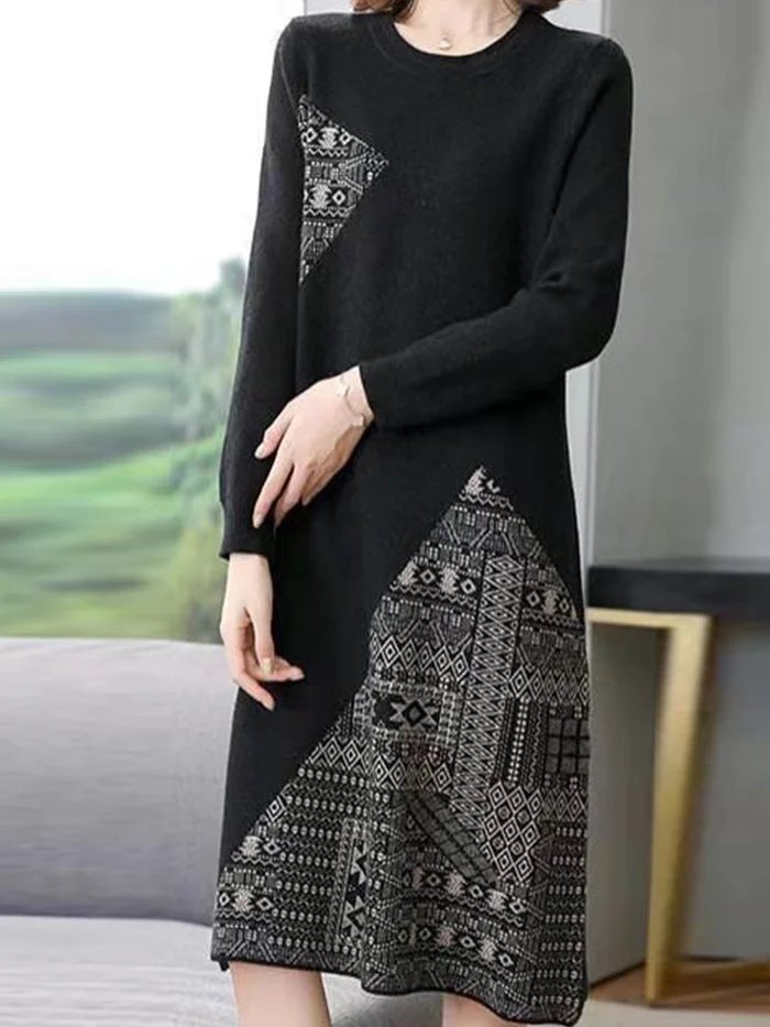 Knitted Plus Size Cozy Solid Midi Dress