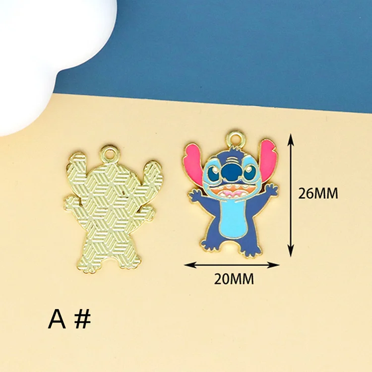 10/30pcs Cartoon Animal Stitch Charm Anime Doll Little Monster Charms Enamel Charm Pendant Bracelet DIY Earring Necklace Key Chain Jewelry Accessories