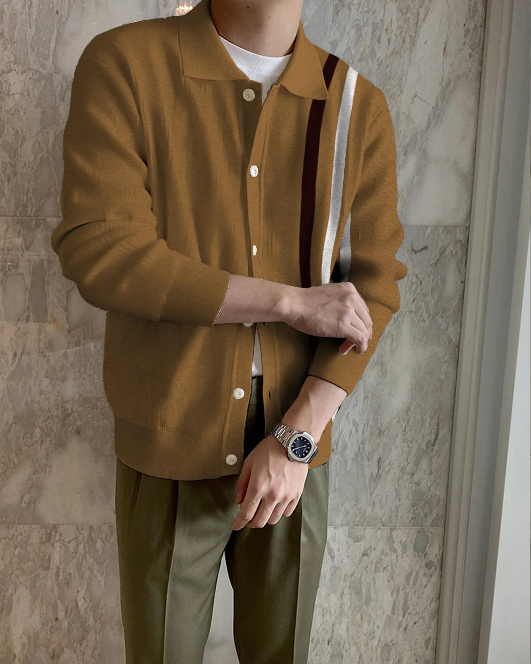 Men's Lapel Knitted Sweater Cardigan be38