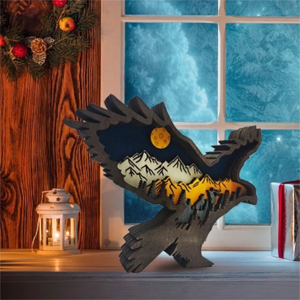 Purexcellent&trade; New creative home desktop wood carving eagle crafts ornaments