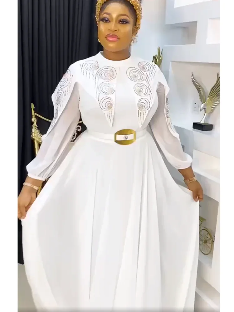 Colourp African Dresses for Women 2022 New Evening Party Long Dress Africa Clothing Elegant Kaftan Muslim Fashion Chiffon Maxi Dress