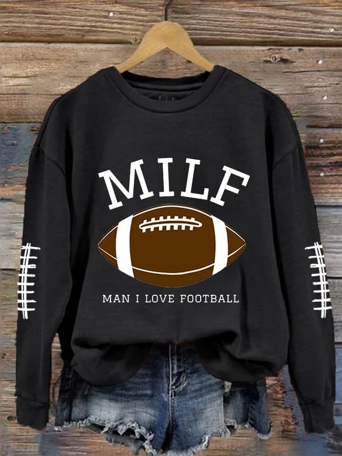 Women's Funny MILF Man I Love Football Casual Sweatshirt socialshop