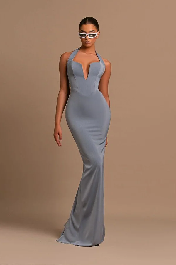 Bellasprom Halter Sleeveless V-Neck Prom Dress Mermaid Long On Sale