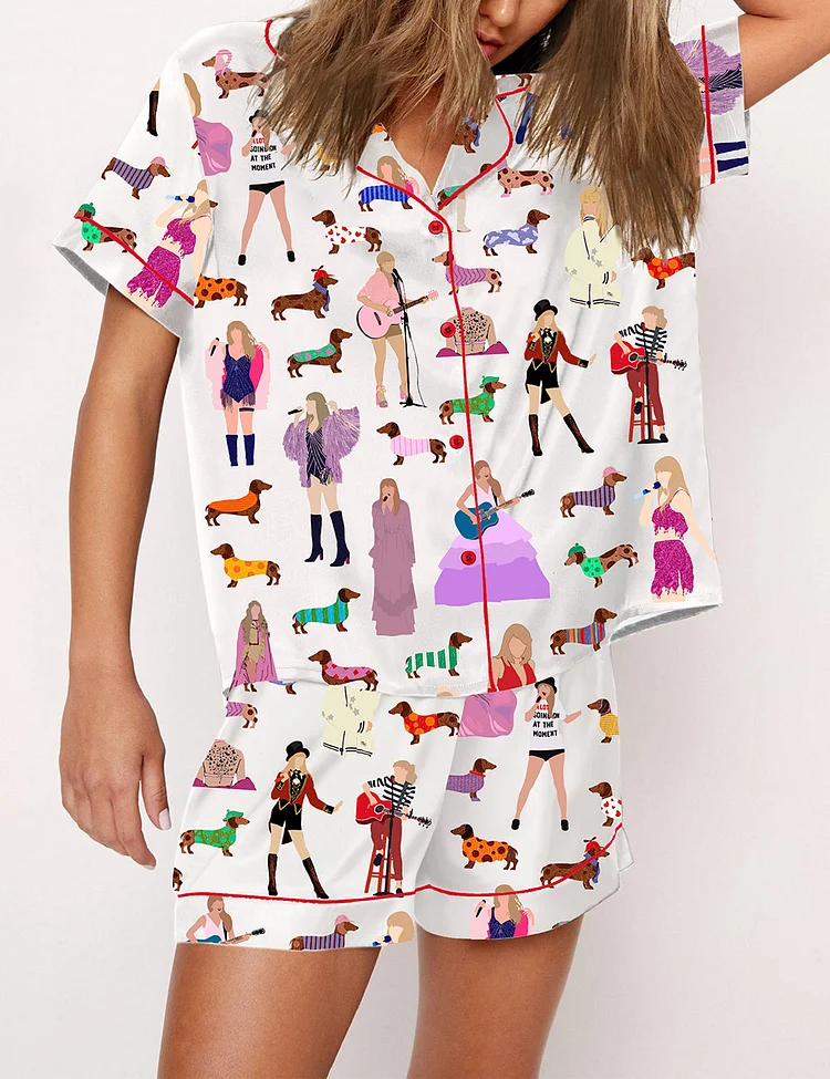 Women's TS Eras Tour Dachshund Cute Dog Pajama Set