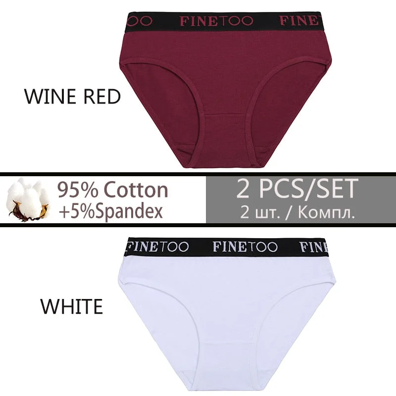 FINETOO 2PCS/Set Cotton Sexy Women Underwear Fashion Letter Women Panties Low-waisted Lingerie Female Girls 2021 Briefs M-XXL